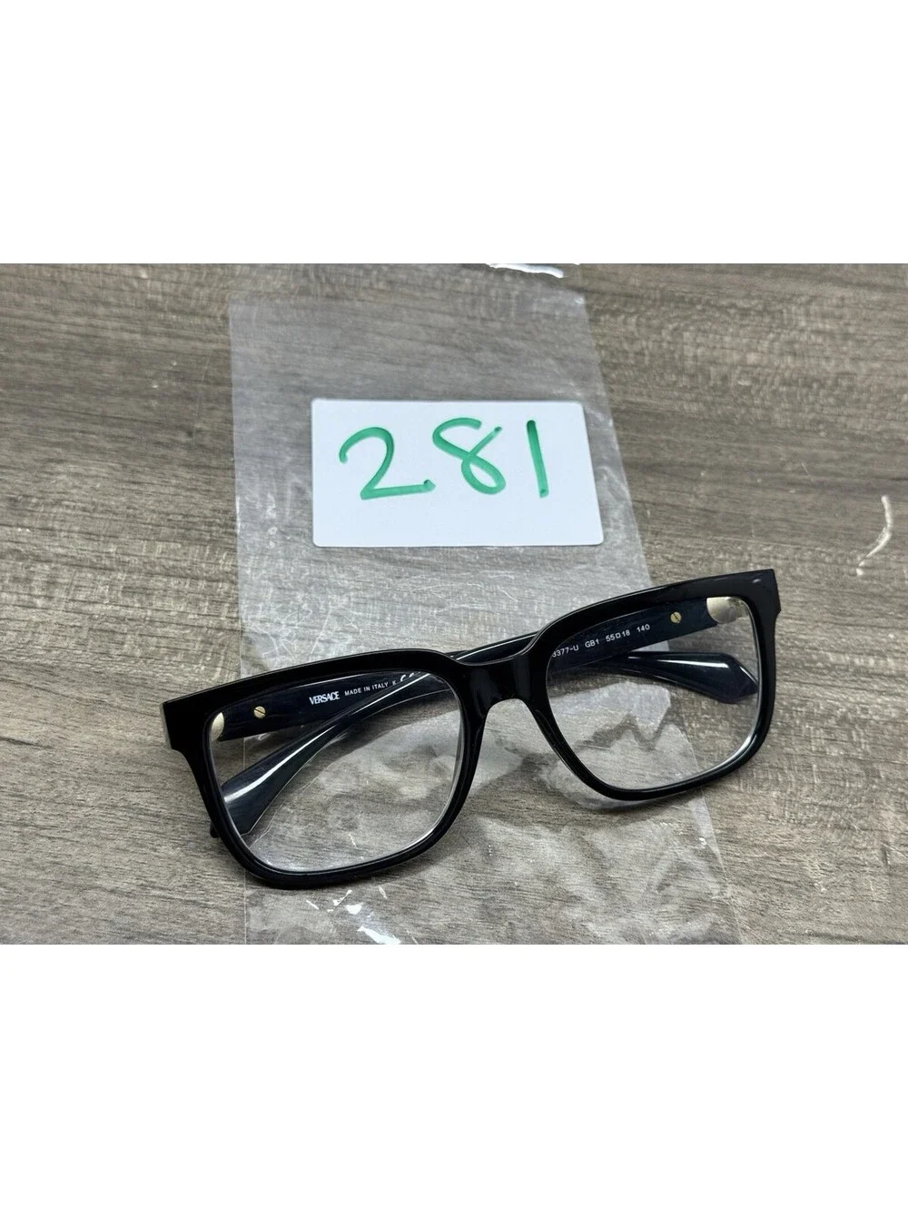 Versace Designer Eyeglasses 3377-U GB1 Black Square Full Rim Frames 55[]18-140